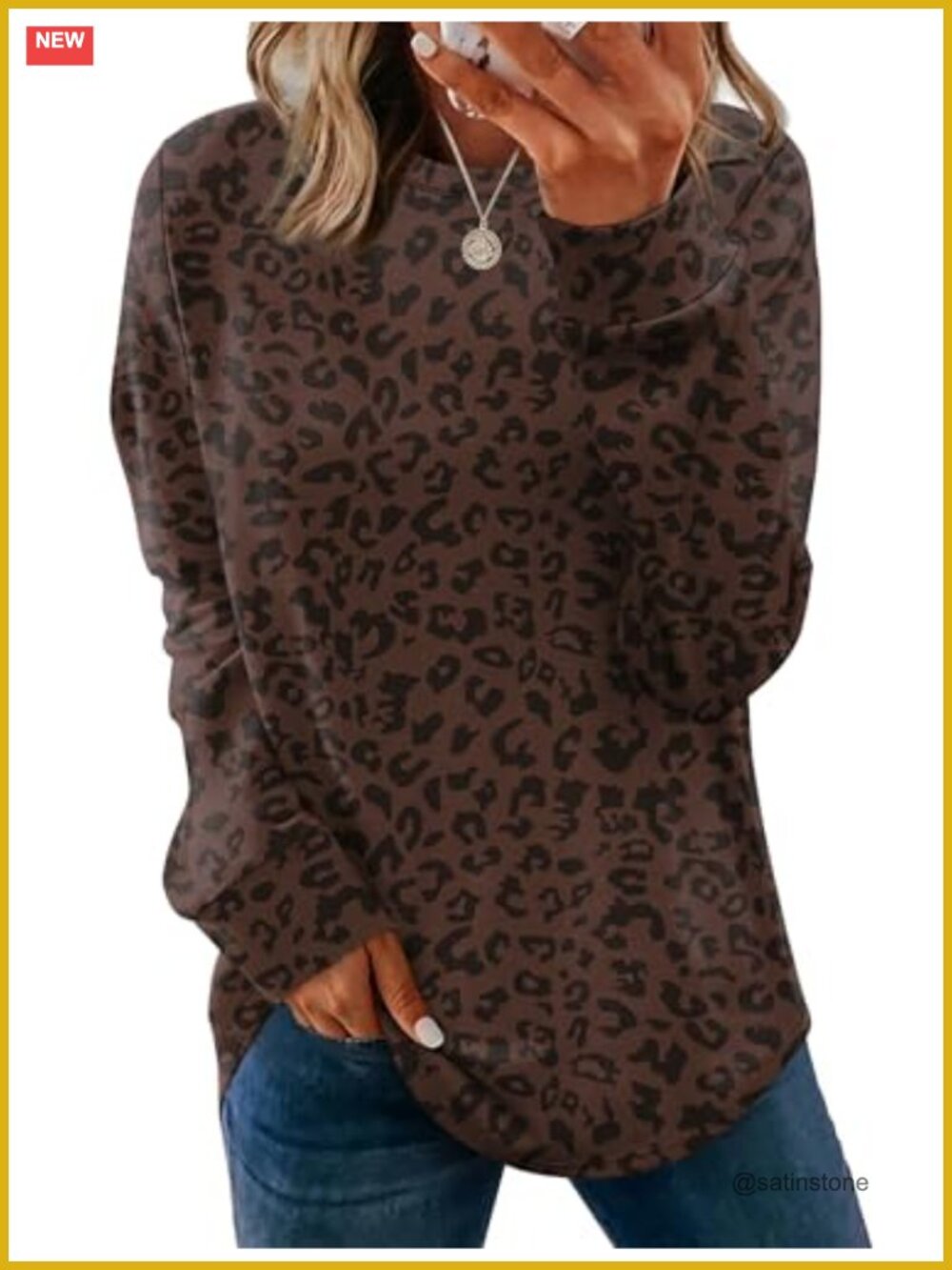 Womens Lightweight Crewneck Sweatshirt Curved Hem Loose Fit Tunic Long Sleeve